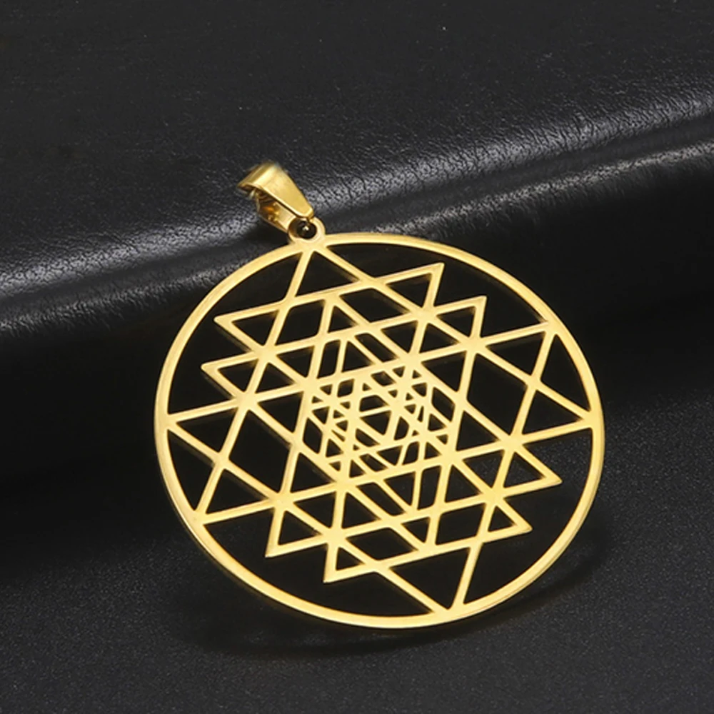 Dawapara Flower of Life Sri Yantra Yoga Pendant Shri Chakra Mandala Merkabah Tetrahedron Sacred Geometry Amulet DIY Charms