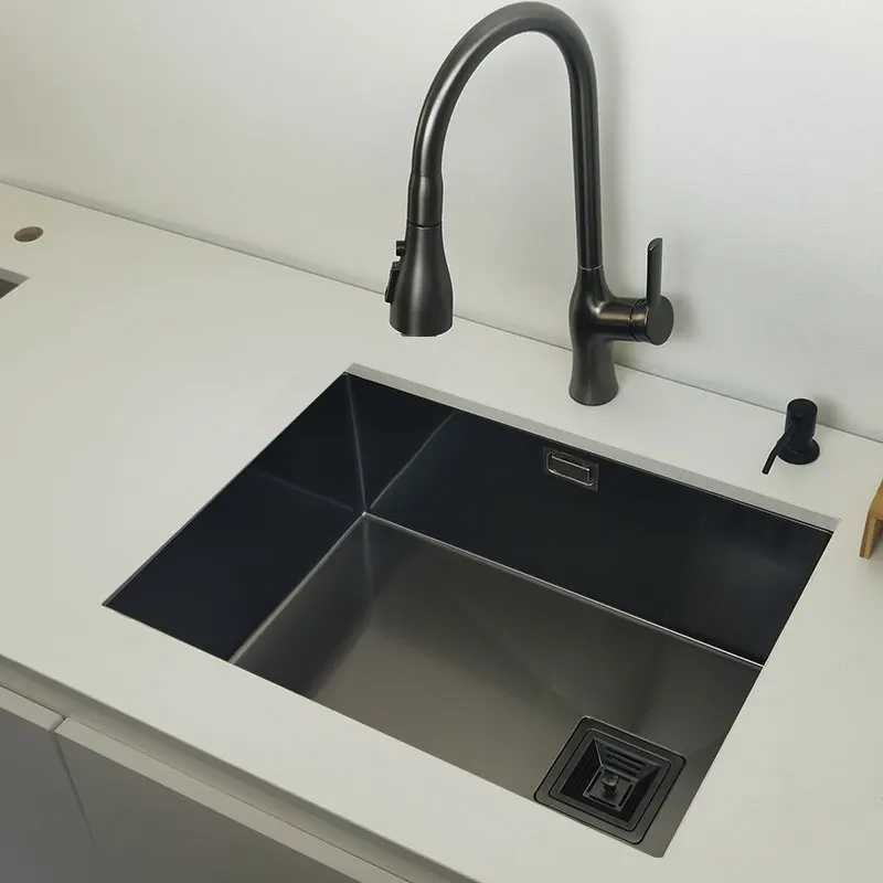Nano Matte Black Kitchen Sink Above Counter or Undermount Sinks Vegetable Washing Basin Stainless Steel Single Bowl Sink Kitchen