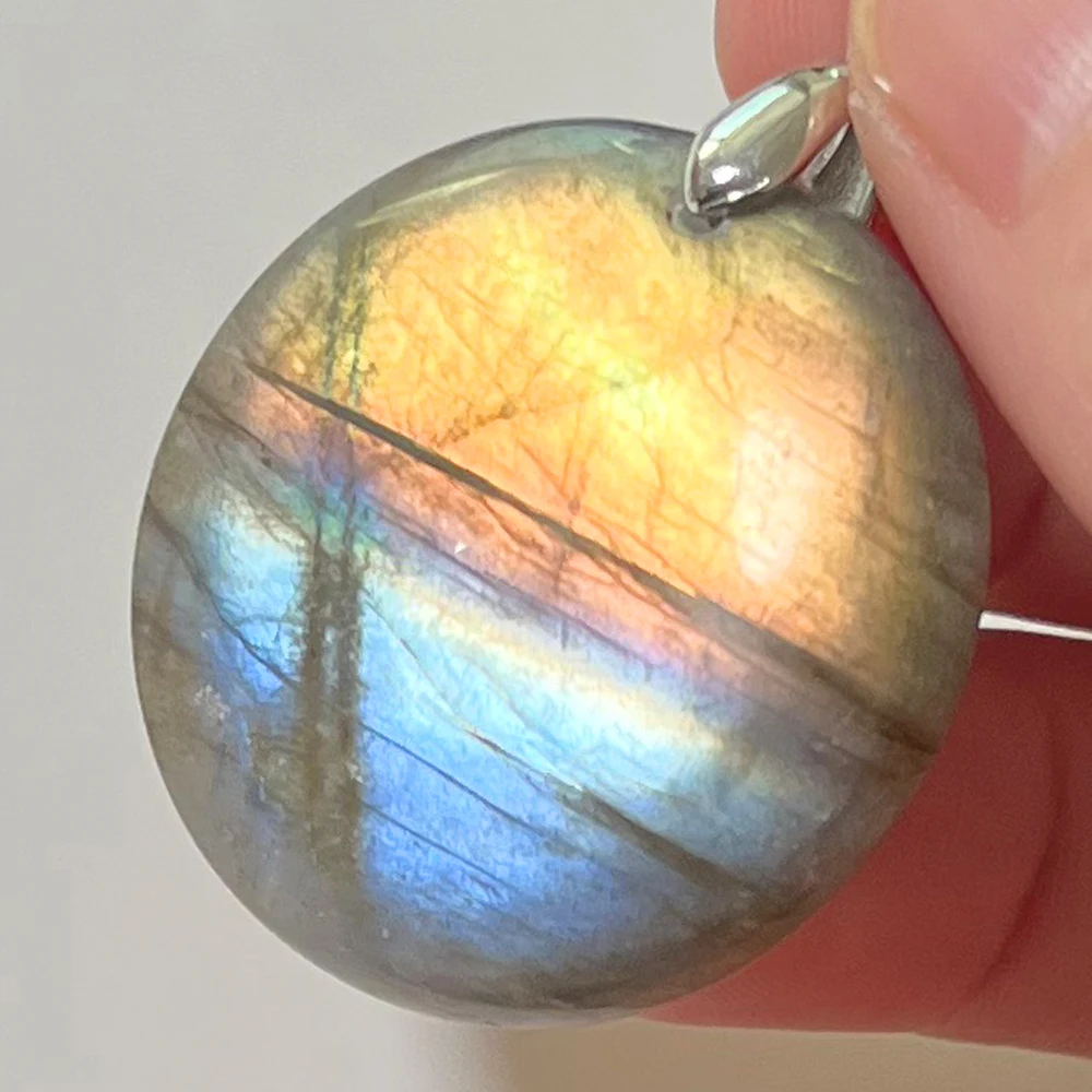 Pink Pendant Natural Stone Irregular Shape Bead Blue Labradorite Pendant for Women Men Jewelry 1Pcs
