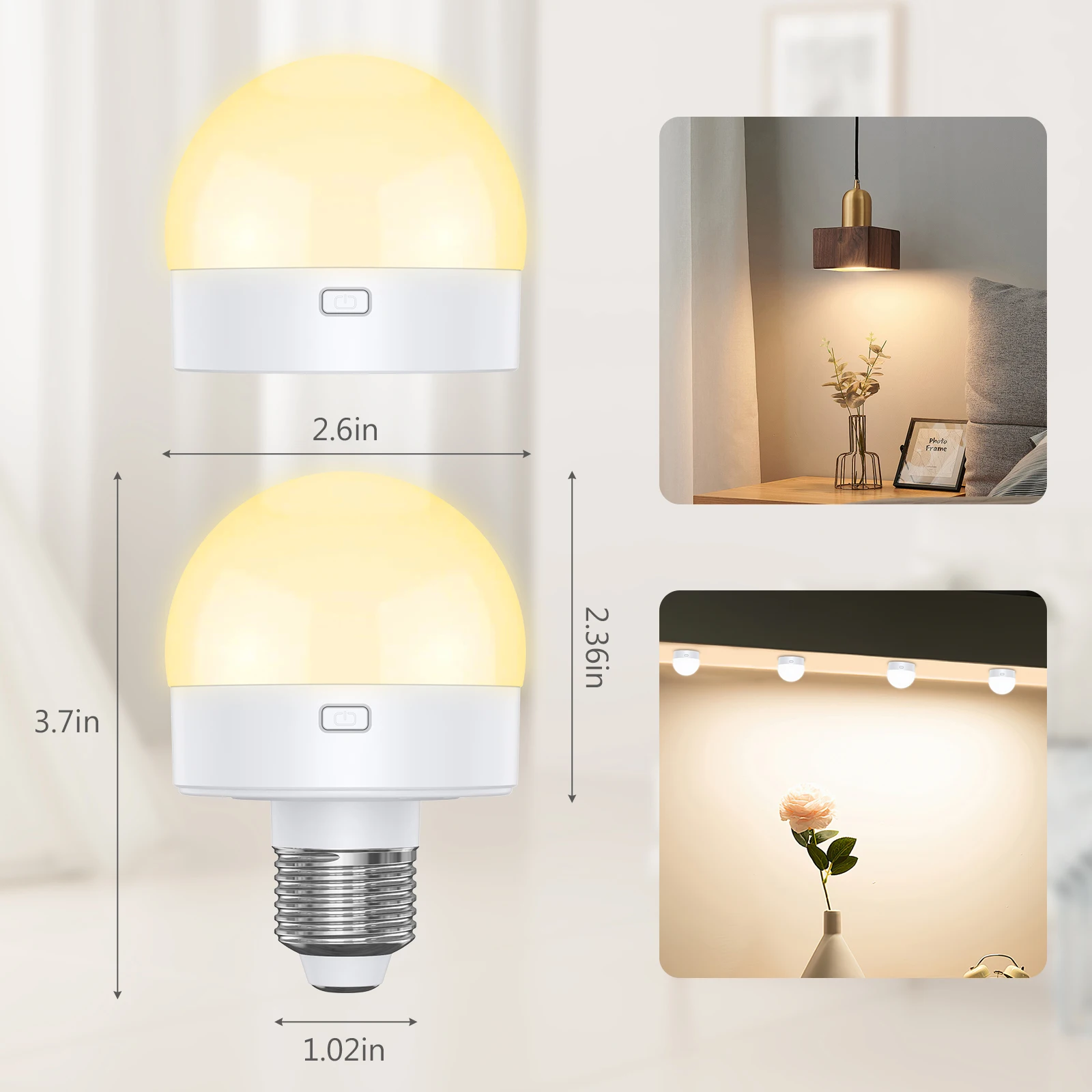 ORIA Rechargeable Light Bulbs E26/E27 Removable Light Bulb With Remote 3 Color Temperature and RGB  For Bedroom/Living Room