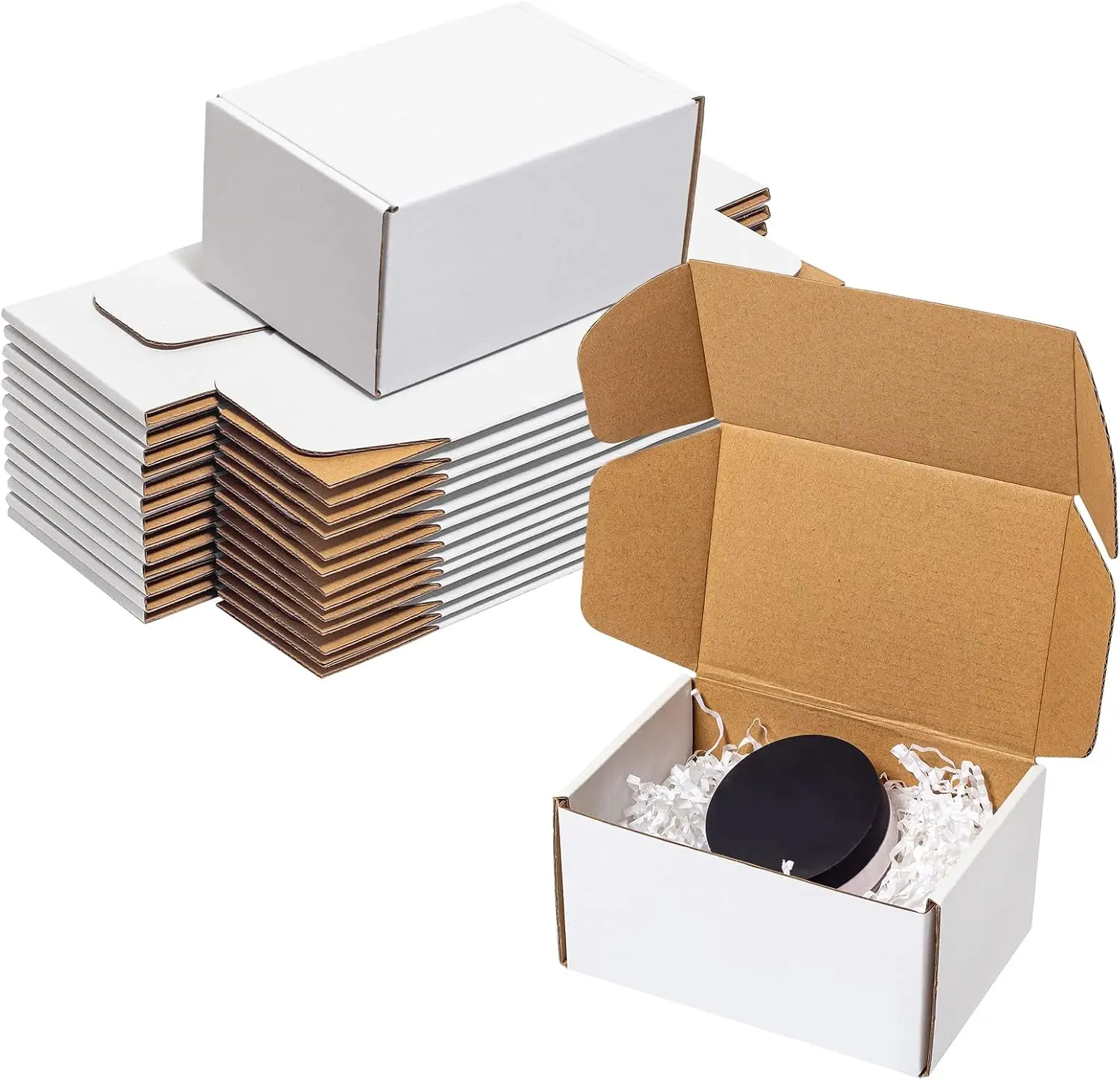 

White Corrugated Mailing Boxes 6x4x3" 25 Pack - Small Shipping Boxes for Business