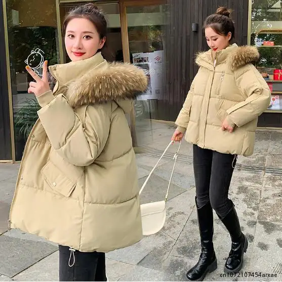 Neue Frauen Winter Herbst Jacke große Taschen kurzes Fell Kapuze 8 Farben warme weibliche Wintermantel Parkas Kleidung Outwear