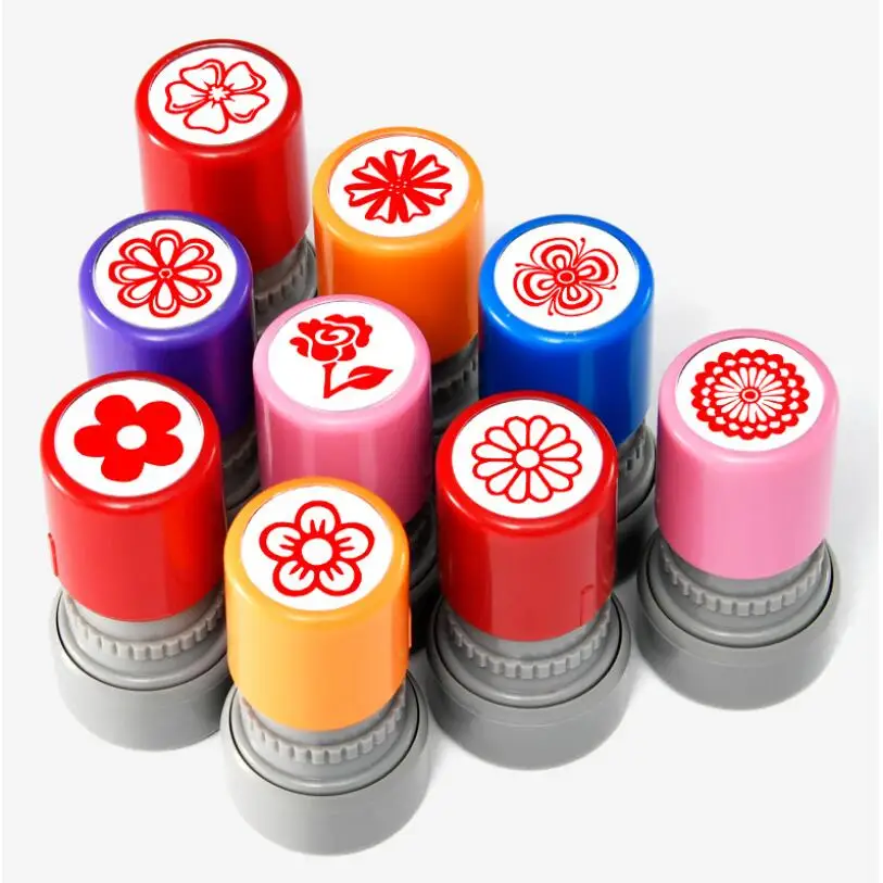 Flower Star Reward Stamp Self Inking Teacher Grading Stamp Encouragement Positive Feedback Stamp for Students School Stationery
