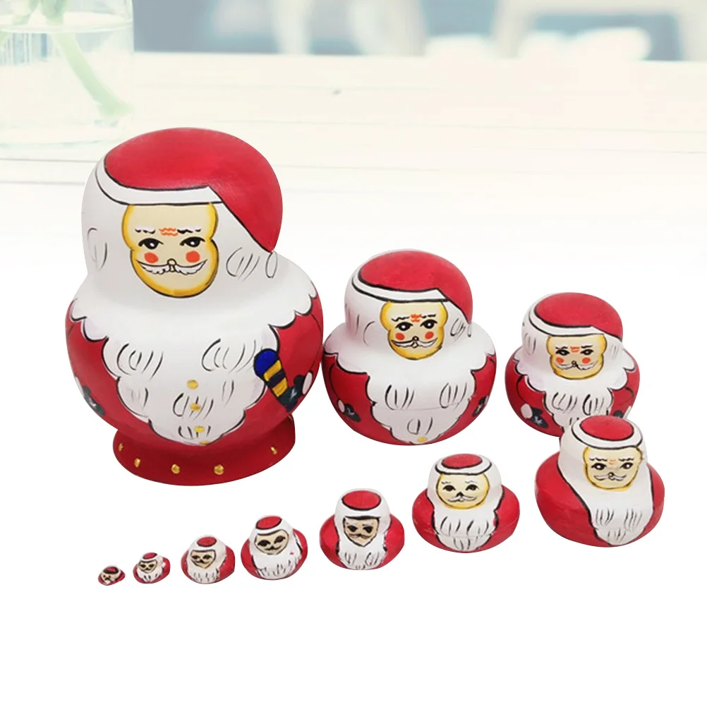 10 Uds. Conjuntos de anidación rusa de muñeco de nieve de Papá Noel, cajas de almacenamiento decorativas, joyería, regalo de dulces, colección de anidación de Papá Noel de Navidad
