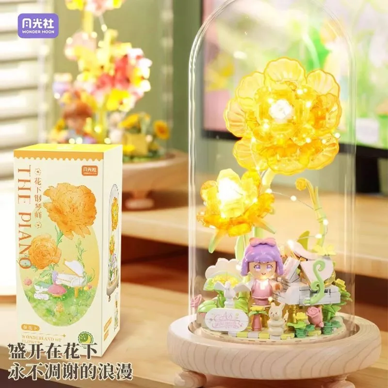 

Wonder Moon Dream Series Мини-строительные блоки под цветком Пианист Кирпичи Развивающие игрушки Подарок для девочек