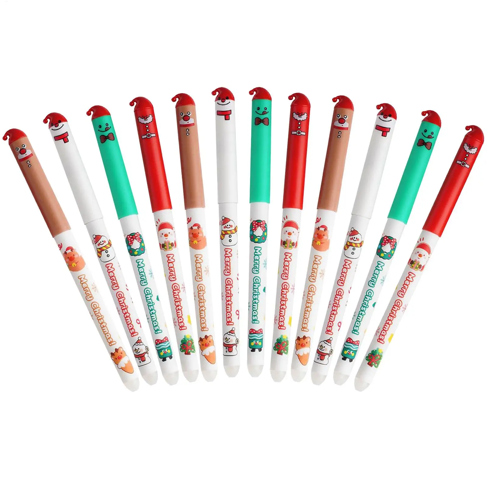 

12 шт., рождественские выдвижные гелевые ручки, милые стираемые выдвижные ручки с героями мультфильмов, рождественская тема, гелевая ручка, студенческие канцелярские принадлежности
