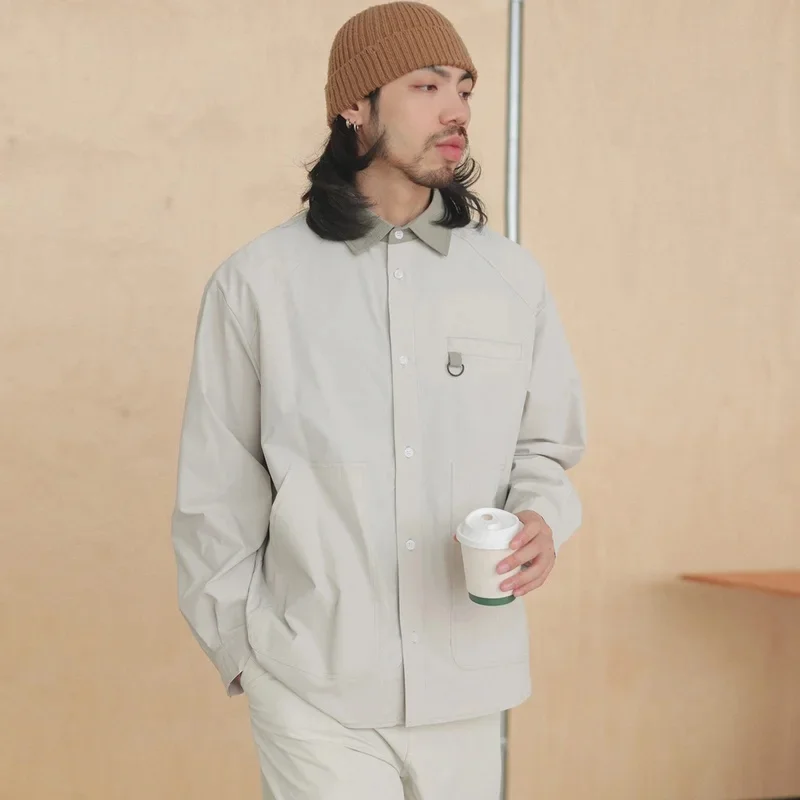 Outdoor Waterproof Quick Dry Techwear Cargo Shirt Men Women Japanese Streetwear Loose Casual Long Sleeve Track Shirts Blouses