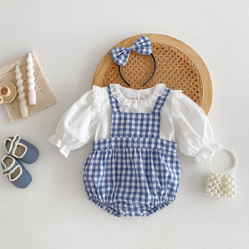 girls'-autumn-blue-checkered-crawling-clothes-korean-version-long-sleeve-wrap-fart-clothes-baby-girls'-sisters'-sweet-dress