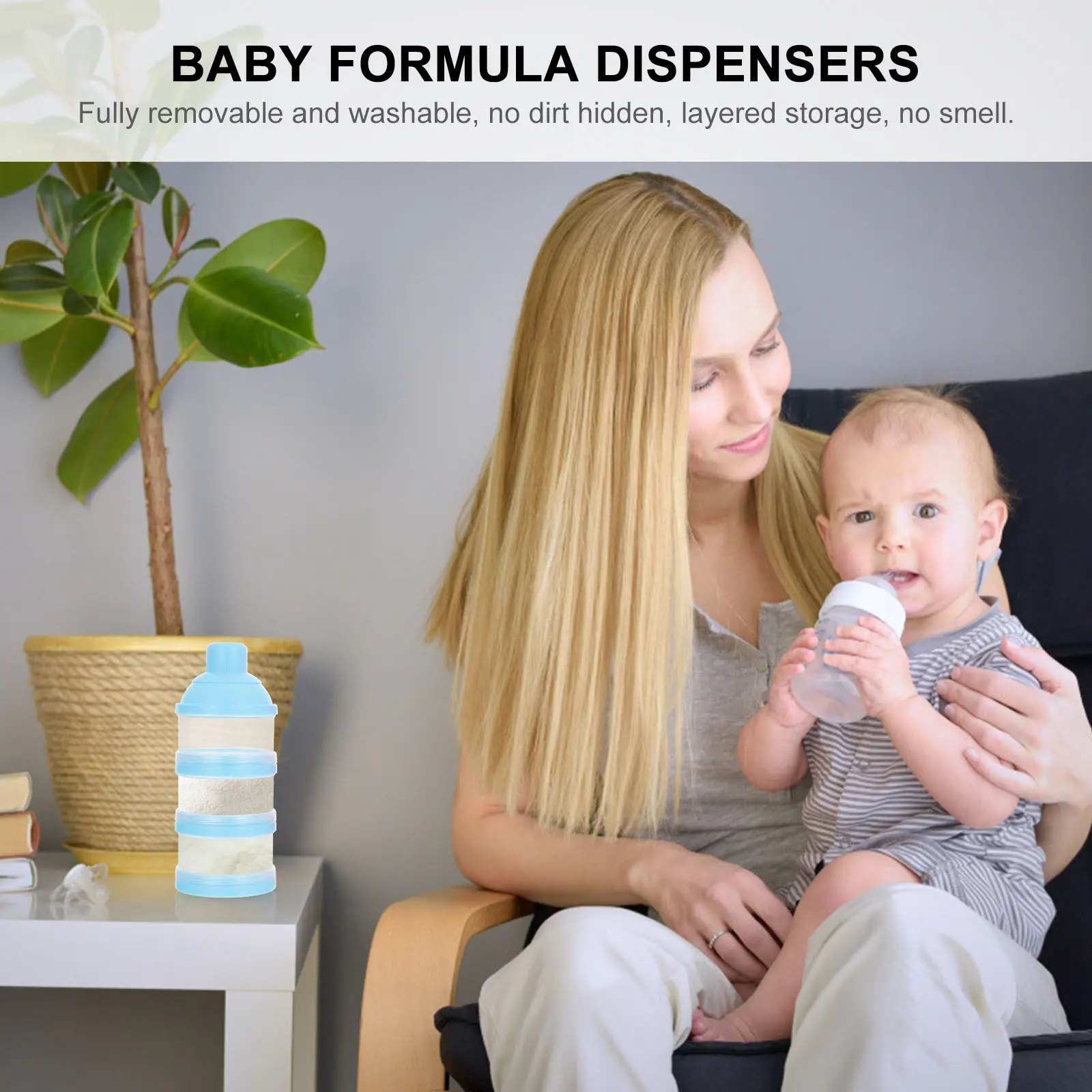 

2Pcs Baby Formula Milk Powder Boxes 3 Layers ABS Material Stackable Portable Food Storage Container for Travel and Home