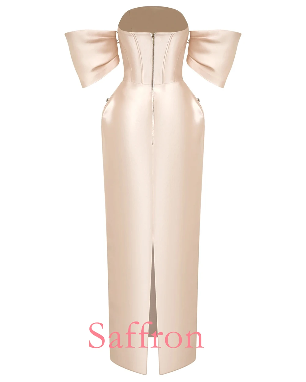 사용자 정의 절묘한 크리스탈 이브닝 드레스 기질 스트레이트 백 슬릿 연예인 가운 섬세한 분리형 슬리브 파티 드레스