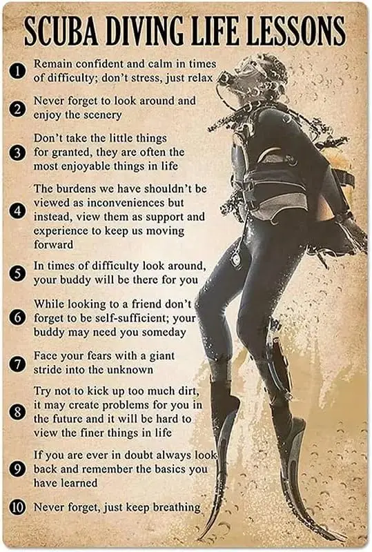 Vintage Scuba Diving Life Lessons Aluminium Metal Tin Sign 8x12 Inch Home Poster Bar Pub Decor sign