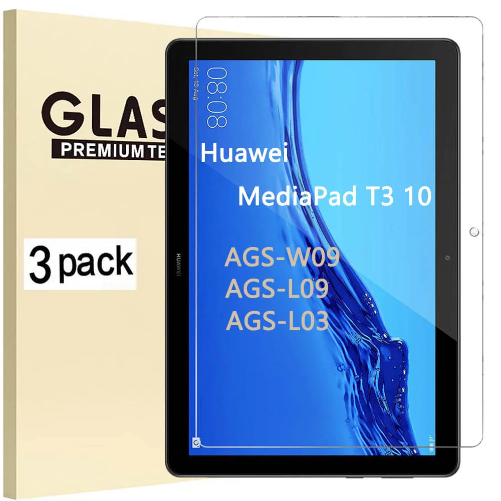 

(3 Pack) Tempered Glass For Huawei MediaPad T3 10 2017 9.6'' AGS-W09 AGS-L09 AGS-L03 Anti-Scratch Tablet Screen Protector Film