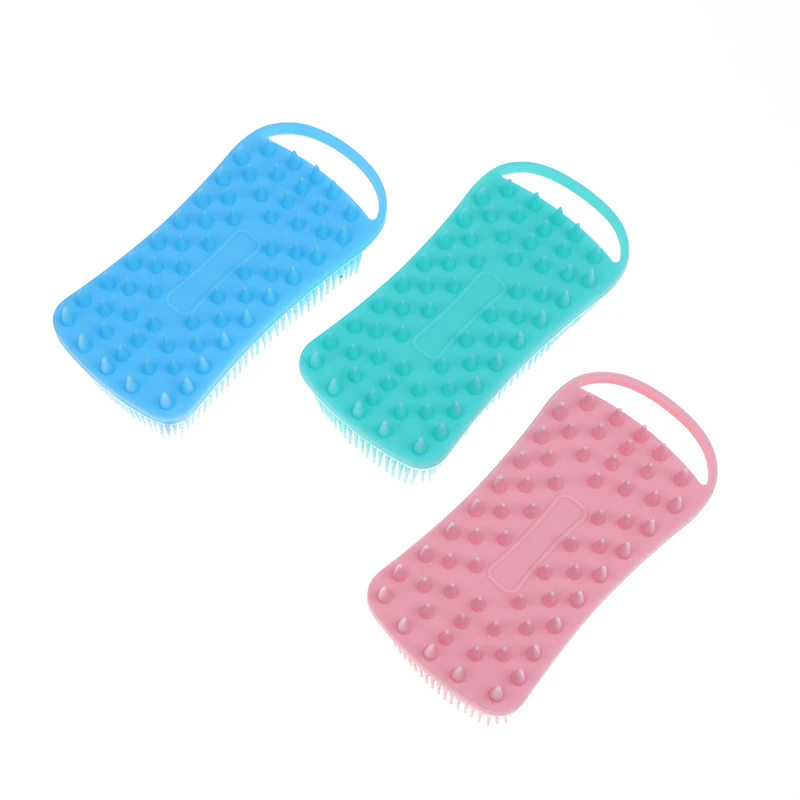 2 In 1 Silicone Shower Brush Scrubber Soft Silicone Scalp Massager Shampoo Brush Double-Sided Body Brush Foam Skin Clean Tool