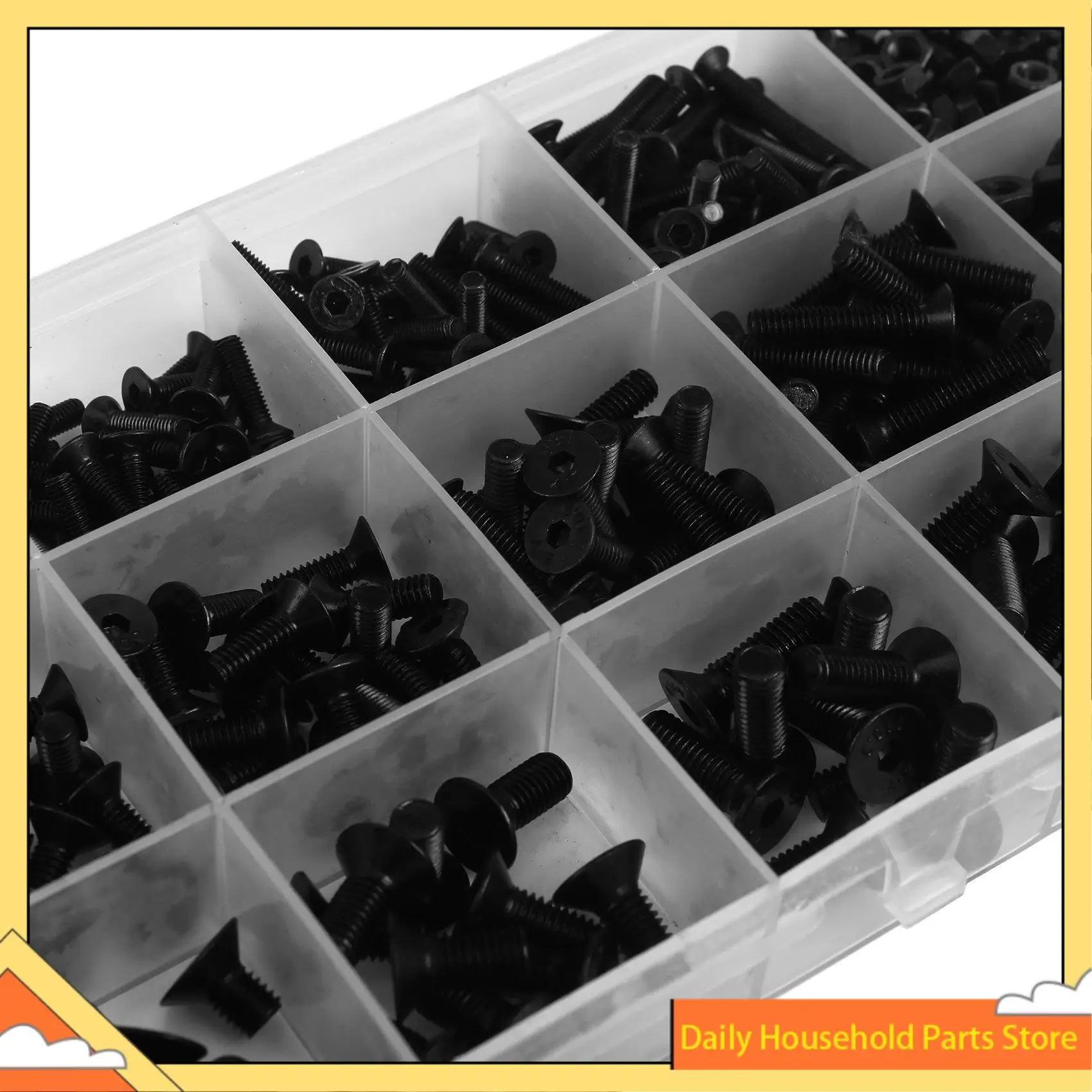 【Great Sale】460Pcs M3 M5 Alloy Steel Countersunk Flat Head Hex Socket Cap Screws Nuts Set Assortment Kit Precise Metric Bolts