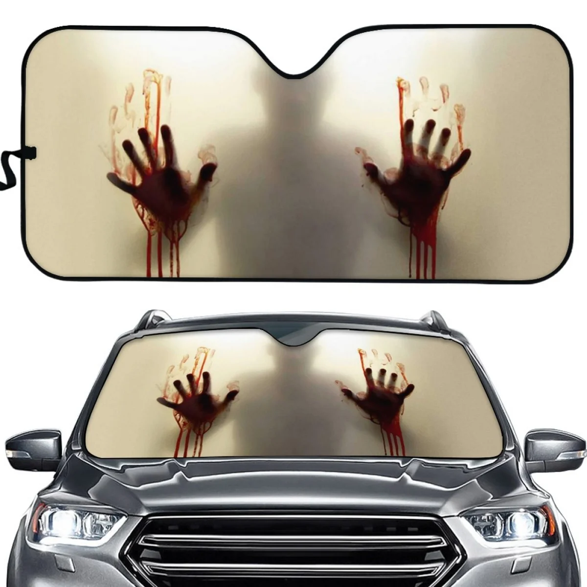 Car Accessories Windshield Sun Shade Horrible Bloody Handprint Print Sun Visor for Car Windshield Sun Shade for Trucks Fashion