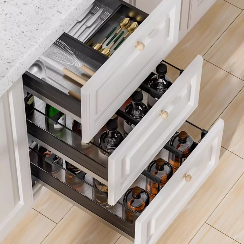 

Seasoning Basket Kitchen Cabinet Double Drawer Kitchen Cabinet Seasoning Basket Stainless Steel Blue Shelf Seasoning Basket