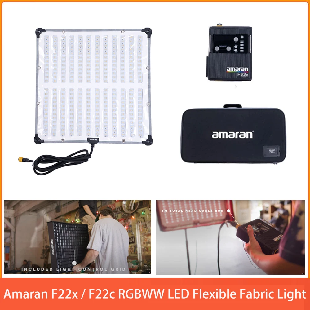 

Amaran F22c / F22x 200W Output 2500K~7500K RGBWW LED Flexible Fabric Light FX with Honeycomb Grid Soft Box Support App Control