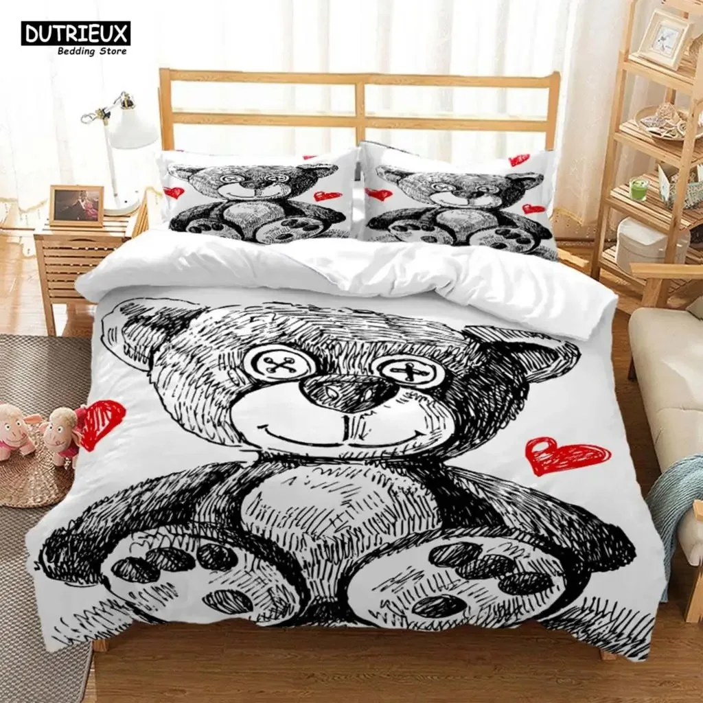 Cute Little Bear Printed Polyester Soft And Comfortable  Comforter Bedding Sets For Children  Complete Size Customizable