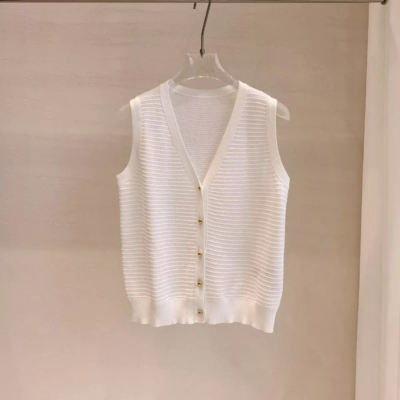 

Women's V-neck sleeveless knitted cardigan fashion casual vest tops
