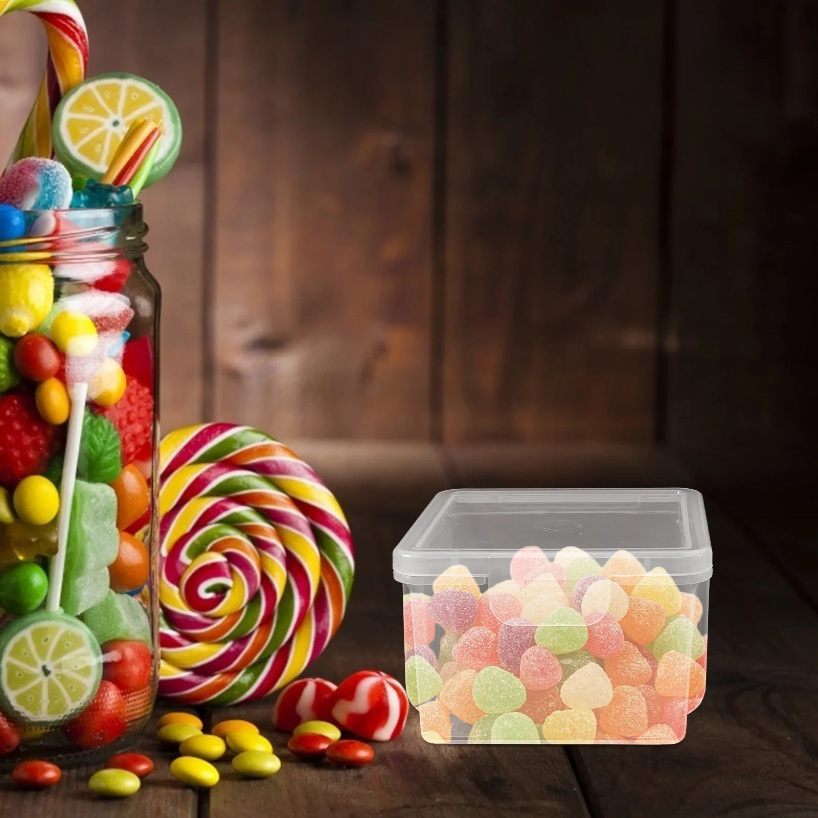 

4Pcs Storage Box Transparent Plastic Airtight Sealed Food Containers for Grains Cereals Candy Kitchen Storage Jar Organizer