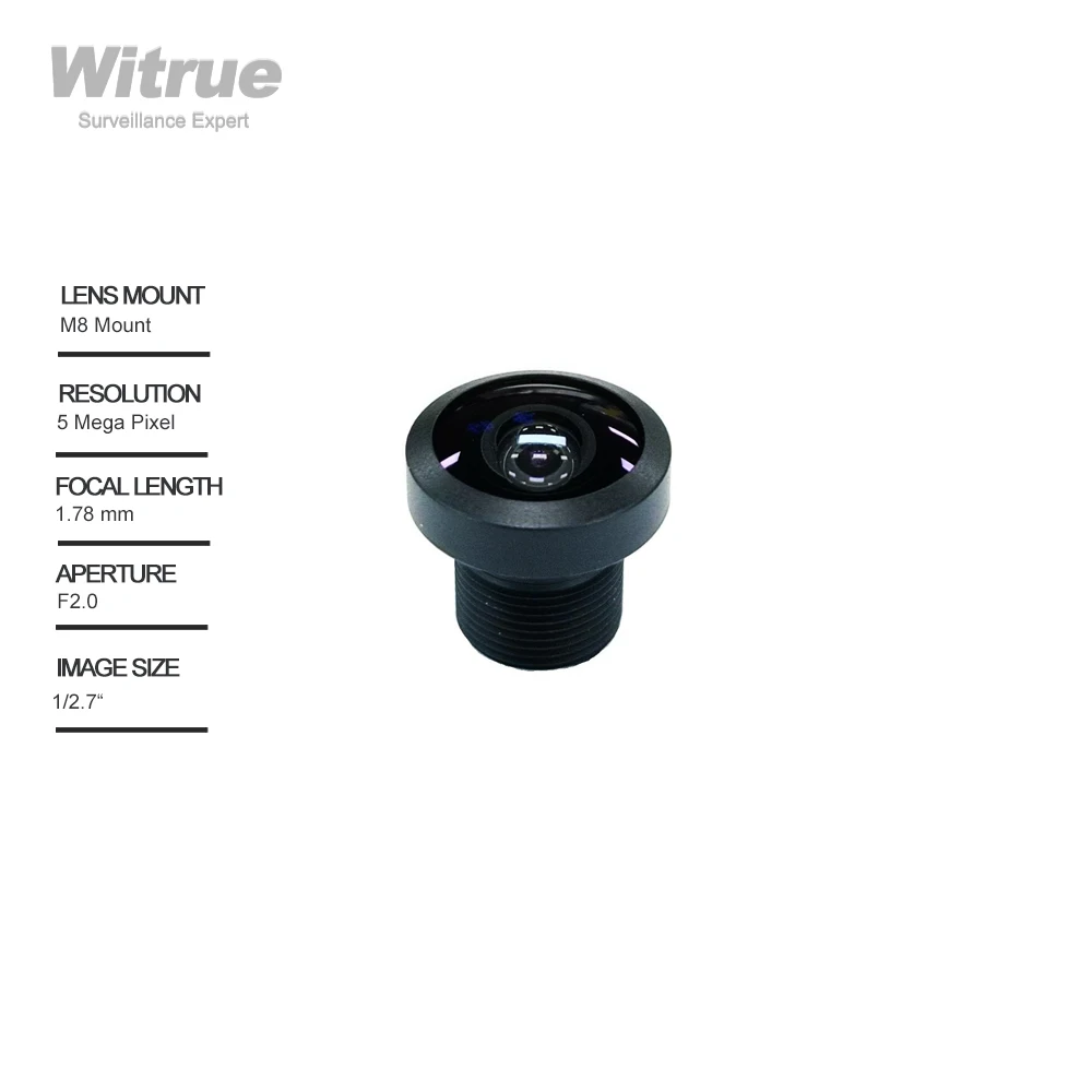 

Waterproof lens IP68 M8 Mount 5MP 1.78mm Fisheye 200 Degree F2.0 1/2.7" 650nm IR Filter for Fishing Camera Car Cameras