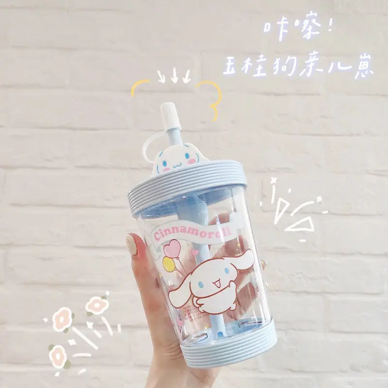 Sanrioed Cartoon Kuromi Kawaii Straw Cup Girl Heart Kuromi My Melody Parent-Child Portable Water Cup Exquisite Smallholiday Gift