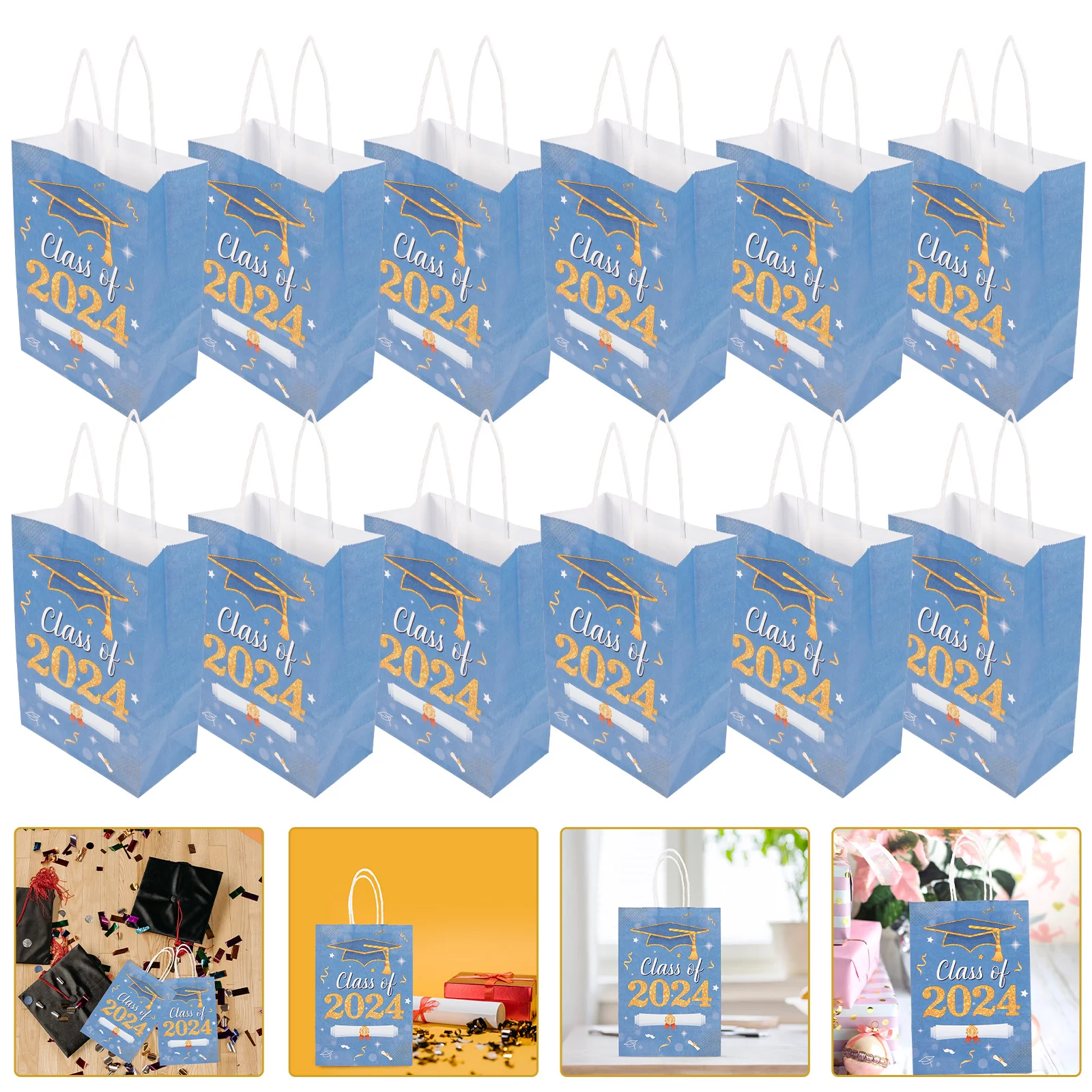 12 Pcs borsa di laurea 2024 congratulazioni borse Candy Shopping Party Favor classe di confezione regalo cioccolato