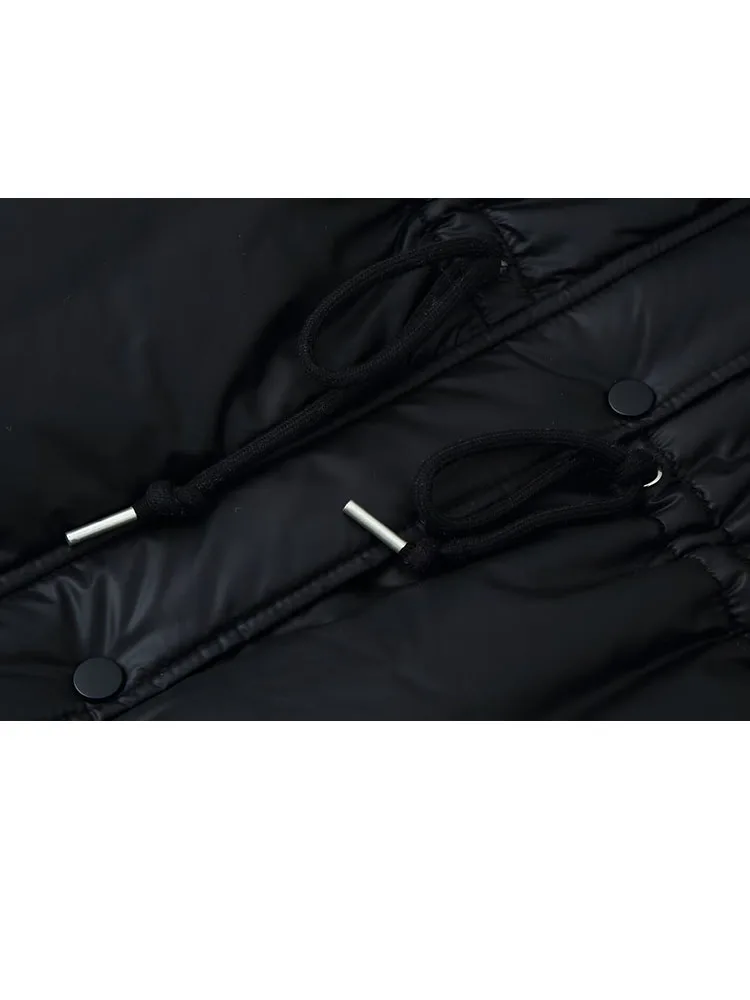 HH أزياء الشتاء النسائية 4-Color مقنعين الخصر سستة الديكور ملابس قطنية فضفاضة الإناث شارع العليا الرجعية سترة دافئة غير رسمية