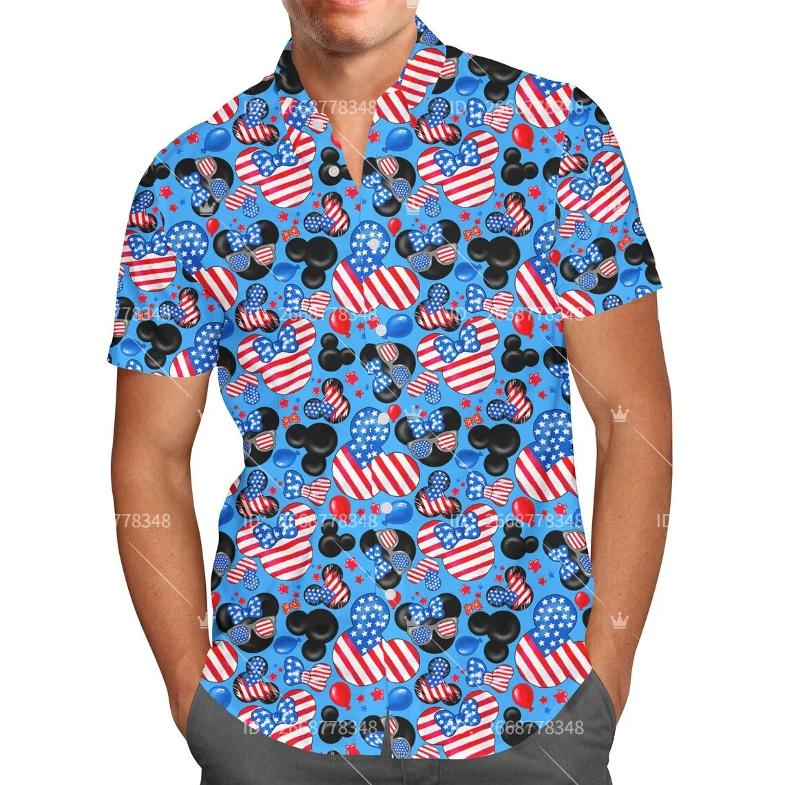 New Mickey Mouse Hawaiian Shirts Fourth Of July Hawaiian Shirts Disney Men's Fashion Button Down Casual Beach Shirts