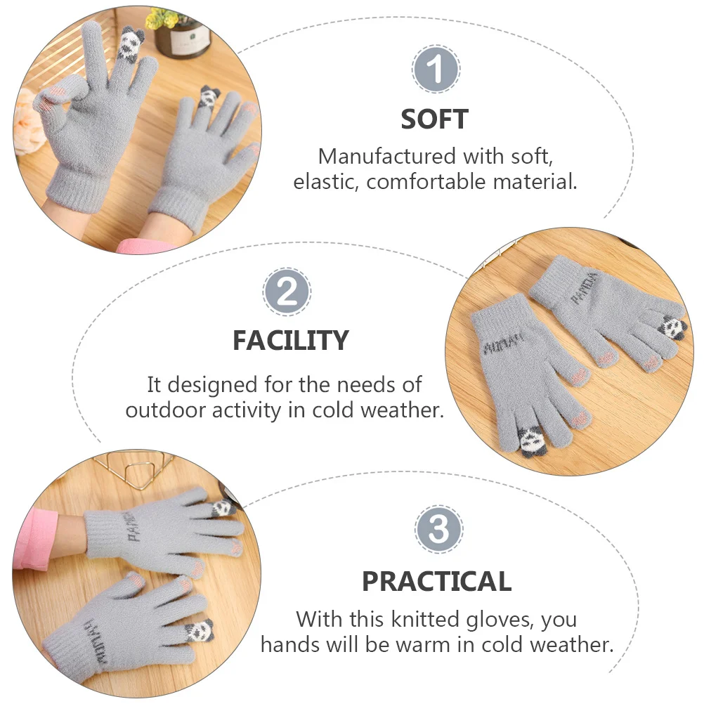 

1Pair Warm Gloves for Women Winter Knitted Finger Gloves Soft Comfortable Elastic Fit with Touchscreen Compatibility for Outdoor