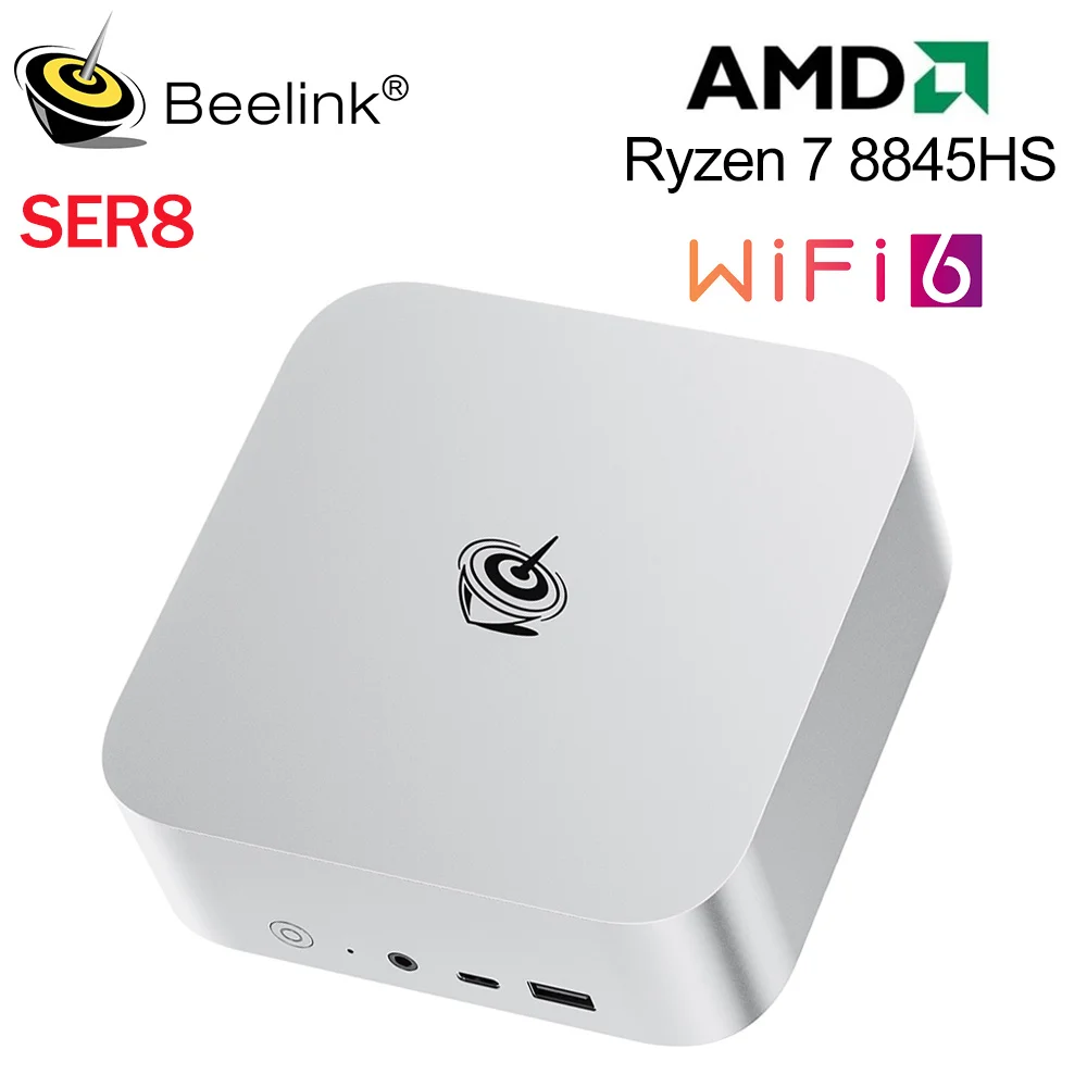 Beelink SER8  AI PC Powerful Mini PC AMD Ryzen 7 8845HS 32G DDR5 1T NVME SSD Supports WIFI6 2.5Gbps Lan Type-C Gaming Computer