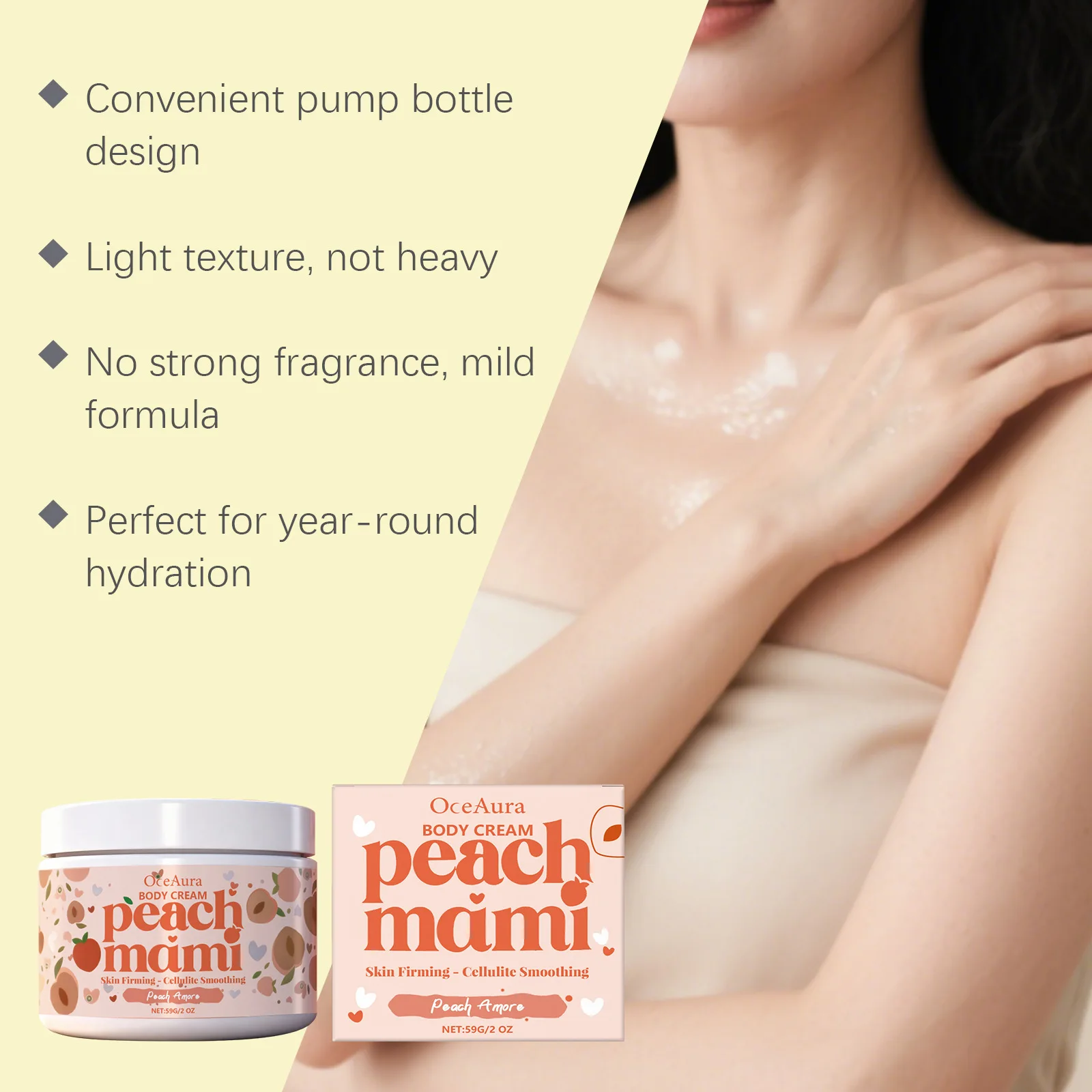 Oceaura Peach Body Moisturizing Cream Keeps Brightening Improves Sagging Nourish Dryness Day Night Family Hand Skincare Creams