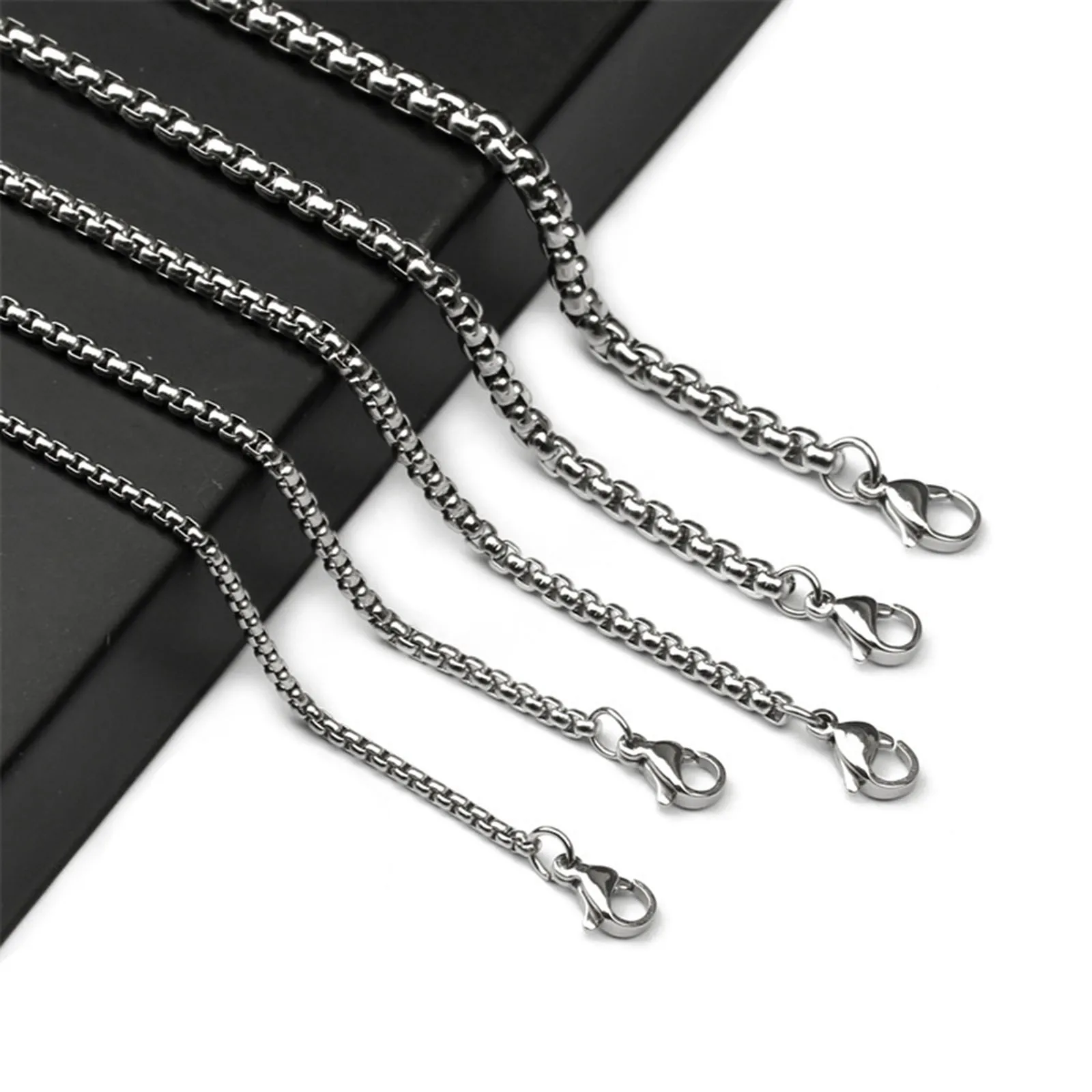 1PC 2/2.5/3mm Stainless Steel Box Chain Silver Color Necklace Chain For Diy Women Women Jewelry Making Findings 45-80cm Long