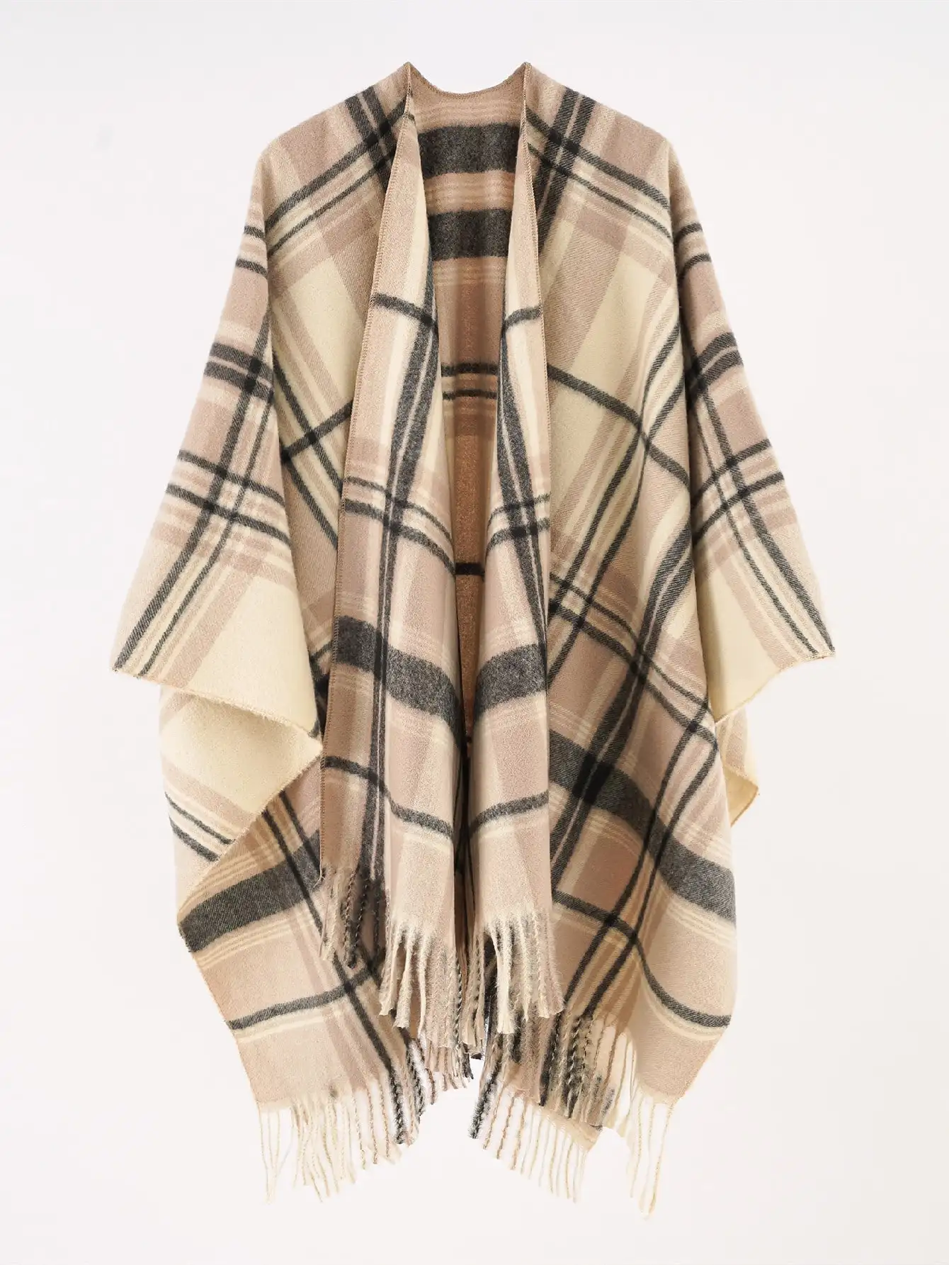 

1pc Women's Fashionable Plaid Warm Scarf Shawl Poncho
