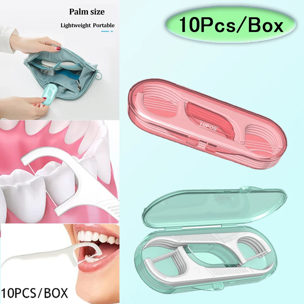 Conjunto de palito de plástico, escova interdental, reutilizável, limpo e sanitário, dentes portáteis e limpos limpos, 10pcs box