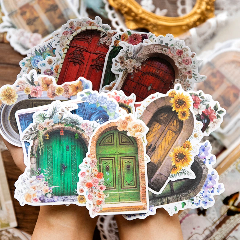 20 Sheets decorative Paper Sticker pack Doors and Windows flowers hand tent material DIY stickers Scrapbooking 130*90mm