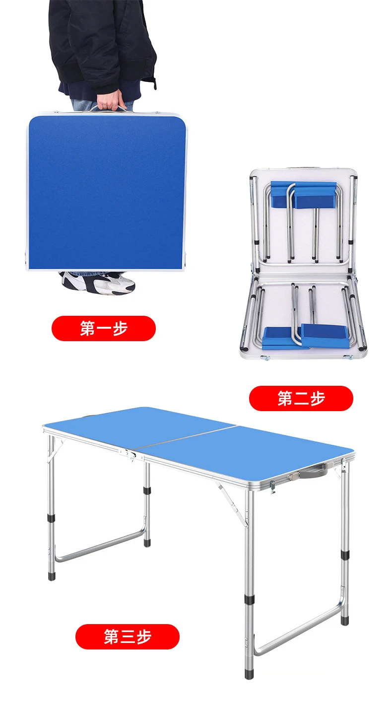 Outdoor Round Tube Aluminum Alloy Folding Tables Simple Folding Square Table Portable Floor Stand Folding Table Stall Tables