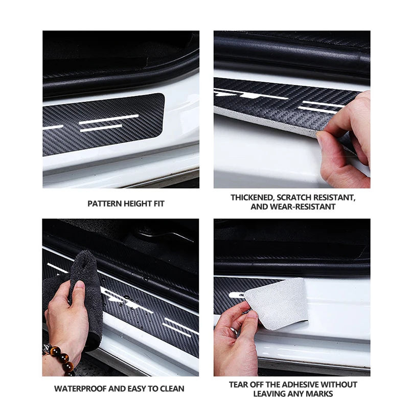For KIA Car Interior Door Sill Strip Carbon Anti-Scratch Protector Sticker GT Sorento Stinger Soul Spectra Ceed Sportage Picanto - view 3