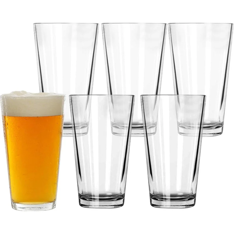 

Professional 16 oz Pint Glass Set of 6 - The Essential Mixing & Serving Glass for Home Bars, Pubs & Parties