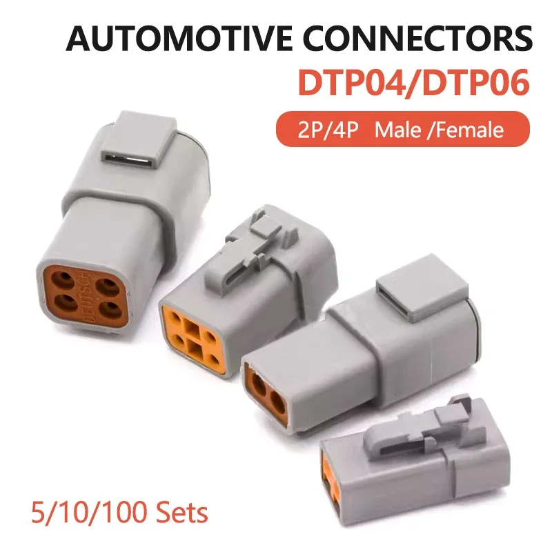 

DTP06-2S Deutsch type automotive waterproof connector high current heavy truck wiring harness male and female plug DTP04-2P