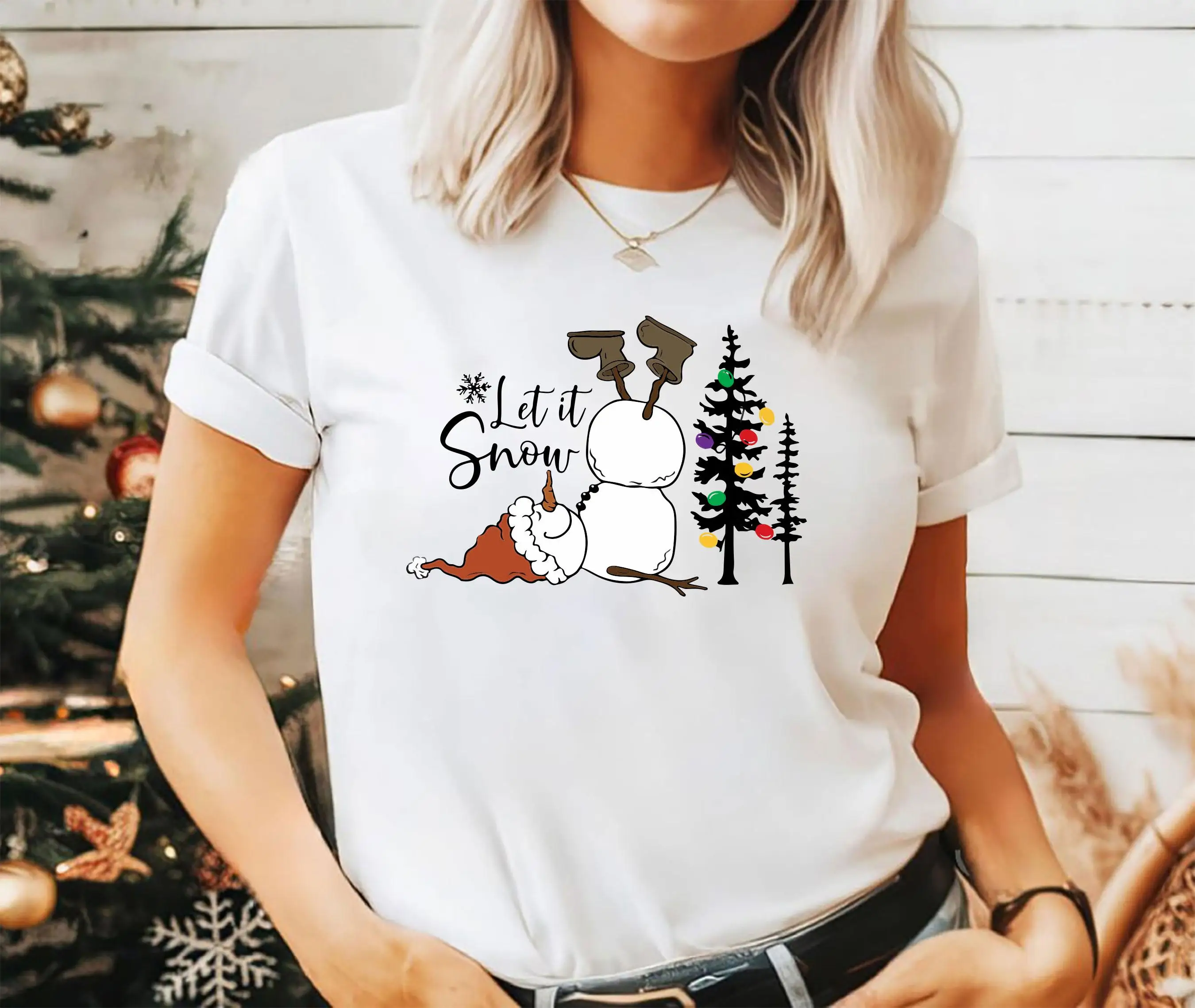 Weihnachtsmann-T-Shirt mit Weihnachtsbaummuster, T-Shirt für Damen, Y2k-Mode, kurzärmeliges, süßes T-Shirt für Herren und Damen