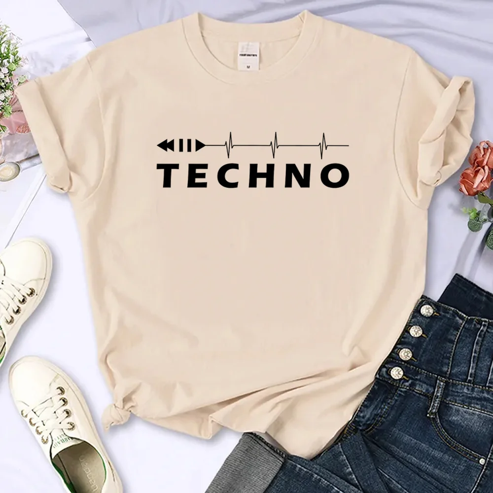 Techno t-shirts women graphic tshirt girl Japanese funny 2000s clothes