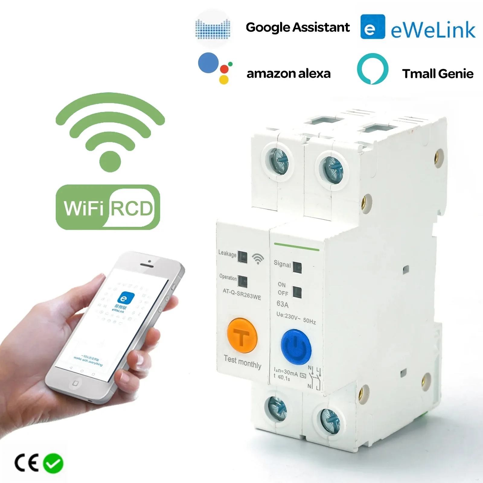 For Ewelink APP  For Smart Circuit Breaker 2P 63A DIN Rail For Smart Switch Remote For Test Measurement Tool Accessory