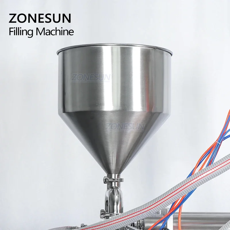 ZONESUN Tabletop Pneumatic 2 Diving Heads Shampoo Shower Gel Laundry Detergent Soap Liquid Bottle Piston Filling Machine