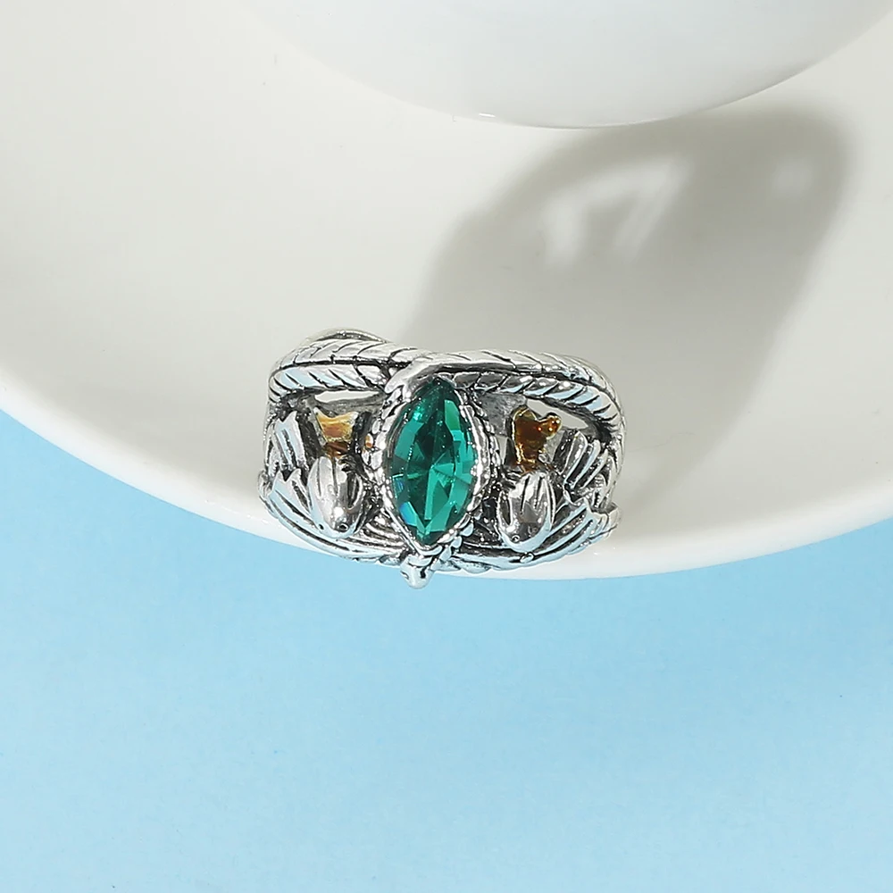 Ring of Barahir Aragorn Gondor Lord Rings men women fans gift Green crystal rings Wedding Engagement Gift