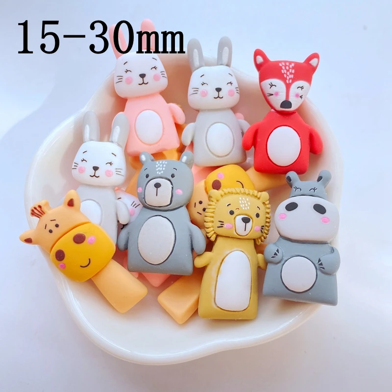 10pcs New Cute 15-30mm Resin Mini Animal Flat Back Cabochon Scrapbook Kawaii DIY Embellishments Accessories