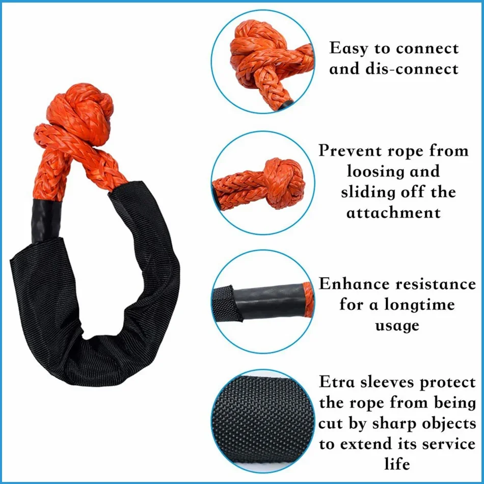 

Soft Shackle Tow Strap 41,000 Lbs Max Break Strength Rugged Synthetic Tow Shackle Strap 4x4 Offroad Accessories