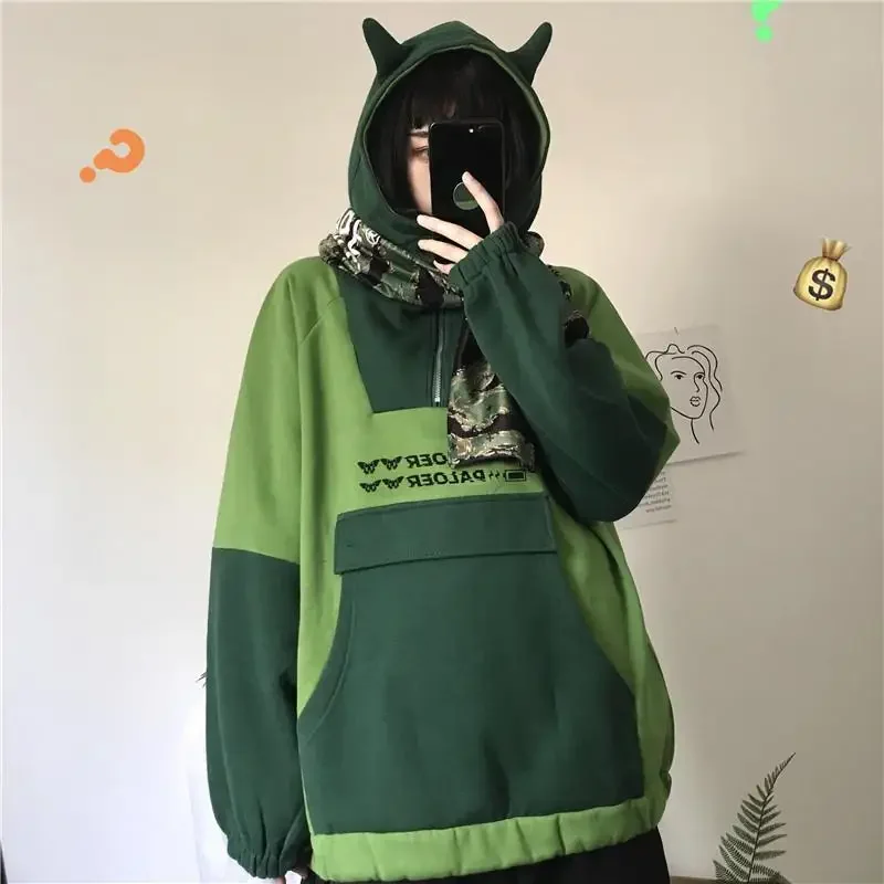 

Harajuku Aesthetic Frog Anime Hoodie Women Purple Long Sleeve Oversized Streetwear Gothic Y2k Tops Cosplay Boy Winter Clothes