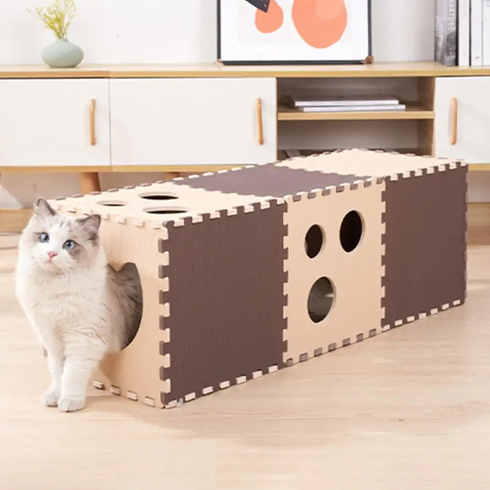 

14Pcs Cats Tunnel Mats DIY Cat Tunnel Tube Kitty Tunnel Bored Pet Toys Peek Hole Toy Pet Kitten Rabbit Training Interactive Toy