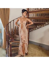 Summer New Style Sexy Slim Fit Waist Slim Wrap Hip Hanging Strap Dress Women's Fish Tail Long Dress Elegant Dress